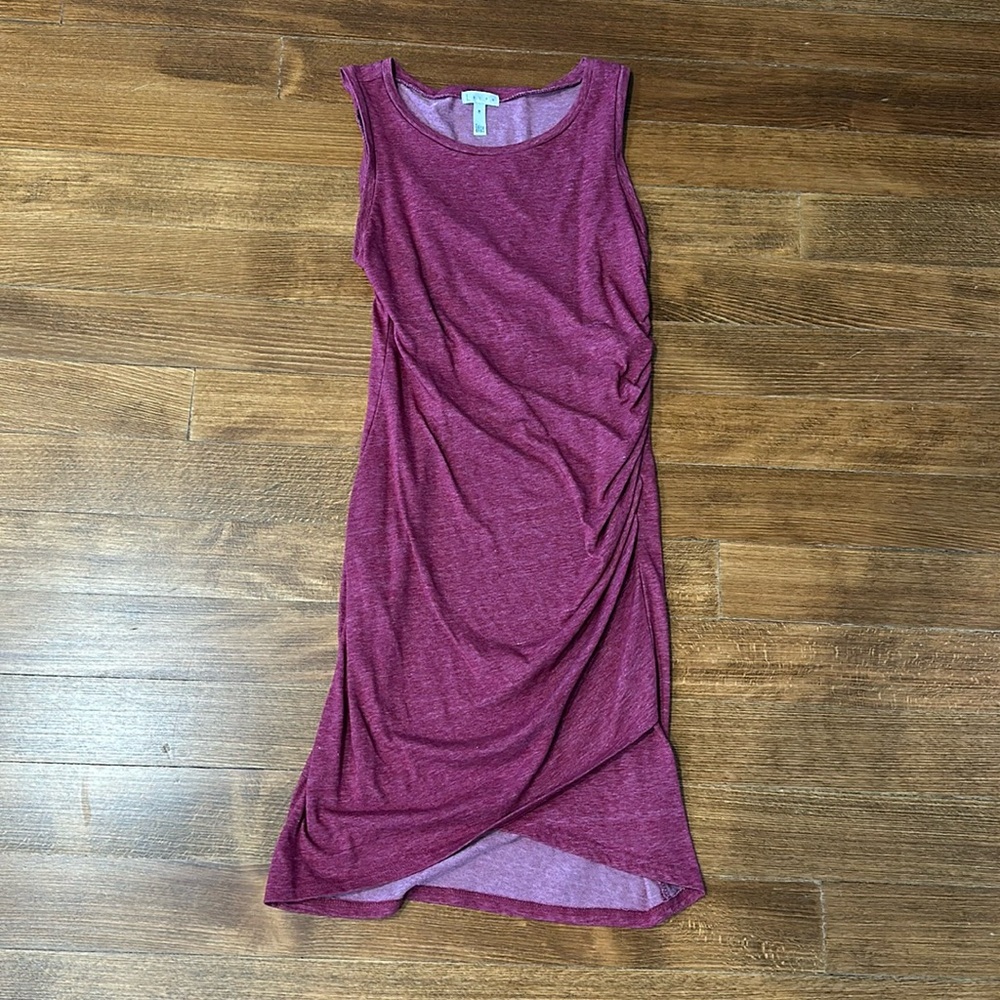 Leith casual dress sheath crew with cross front and ruching sz medium pink